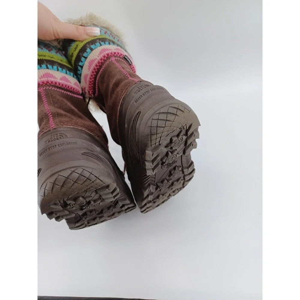 The North Face Winter Boots Girls 7 Shellista Lace Novelty2 Faux Fur Trim Nordic